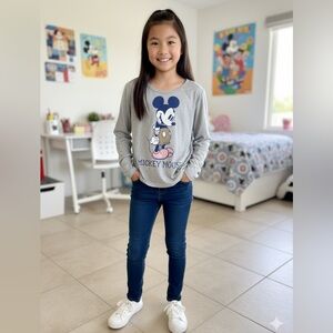 Mickey Mouse Gray Long Sleeve girls Shirt size lg